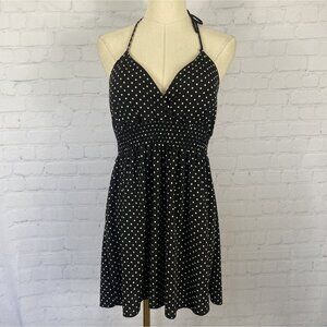 Vintage Y2K Wisse L Black Polka Dot Halter Mini Dress